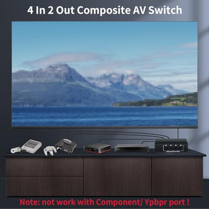 BolAAzuL 4x2 RCA Switch Splitter Composite Video L/R Audio Selector Box | 4 in 2 Out RCA Video Stereo Audio Switcher 4-Way AV Splitter Selector Switch for Retro Game Console Wii PS2 Xbox DVD STB HDTV - style: 4 in 2 out