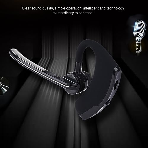 Single Ear Bluetooth Headset with Noise Canceling Mic | Hands Free Earpiece for Driving, 180 Degree Adjustable, Long Standby Battery, Lightweight ABS Design