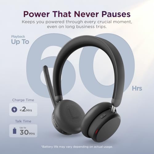 Lenovo Dual Mode Wireless ANC Headset 6550 with USB-A Receiver – Microsoft Teams Certified, Hybrid Active Noise Cancellation, Bluetooth Dual Connectivity, Long Battery Life, Business Headset, Black - color: Black, size: Headset 6550 w/USB-A Receiver