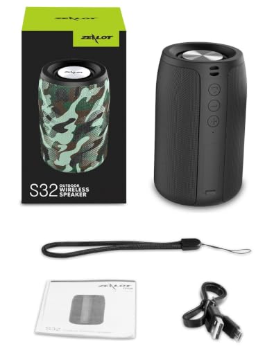 ZEALOT Portable Bluetooth Speaker, S32 Outdoor Speaker, Waterproof IPX5, Dual Pairing, Stereo Sound/TF Card/USB/AUX Competible for iPhone14 Samsung Home/Hiking/Fishing- Camo - color: Camo