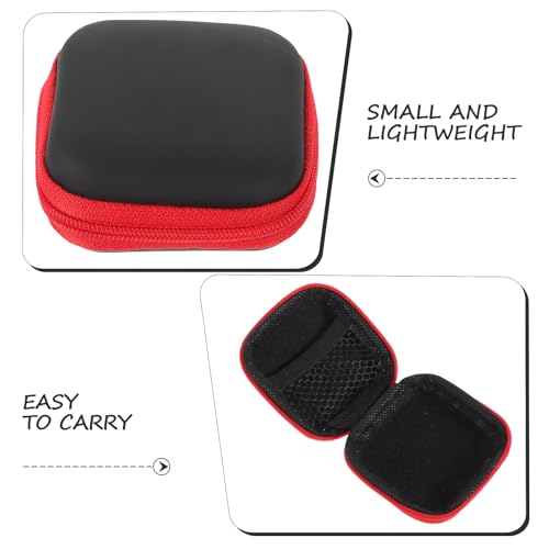 PRETYZOOM Portable Earbud Case Holder Eva Pouch Red Travel Electronic Organizer Bag for Earbuds Cable Storage Compatible and Accessories