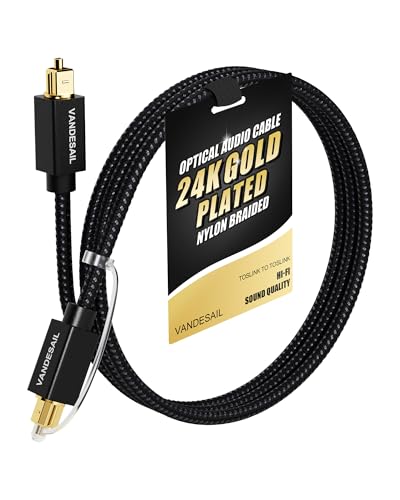 4FT/1.2M Nylon Braided Fiber Digital Optical Audio Cable for Soundbar, TV, Xbox, PS4, Samsung - Gold Plated TOSLINK Connectors - size: 4 ft