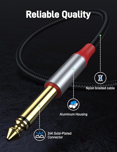 1/8" to 1/4" Stereo Cable 3.3FT, 1/8 Inch TRS Stereo to Dual 1/4 inch TS Mono Y Splitter Cable for Smartphone, Mixer,PC, CD Player, Speakers and Home Stereo System - size: 3.3FT