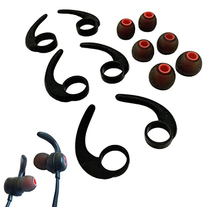 Silicone Replacement Earbuds Tips & Sports Earhook Earbuds Accessories | 3 Pairs L/M/S, Ear Fins & Stabilizers, Anti-Slip, Secure Fit, Noise Isolating, Universal for In-Ear Earphones