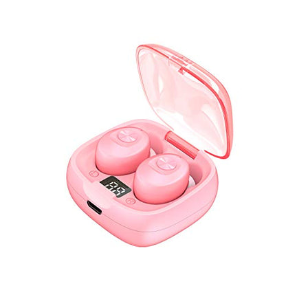 Mini TWS Gaming in-Ear Earbuds Wireless Earphones - Low-Latency with Charging case Bluetooth in Ear Headphones TWS Headset Suitable for Gamers/Runners/Fitters/Sport -Pink - color: Pink