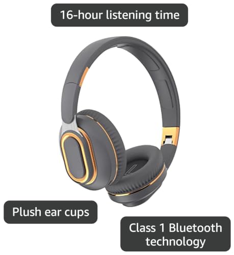H7 Foldable Bluetooth Over-the-Ear Wireless Headphones, Gray | 30H Playtime,HiFi Sound,1.5m Audio-Cable,Soft Lightweigt Headset,for Cellphone,Travel,Women&Men,Android&iOS - color: Gray