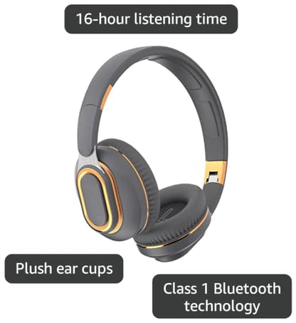 H7 Foldable Bluetooth Over-the-Ear Wireless Headphones, Gray | 30H Playtime,HiFi Sound,1.5m Audio-Cable,Soft Lightweigt Headset,for Cellphone,Travel,Women&Men,Android&iOS - color: Gray