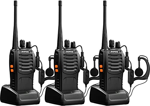 Baofeng Walkie Talkies bf-888s Long Range Two-Way Radios for Adults Rechargeable Handheld Interphone Professional UHF Communicator 3Pcs(2boxes) Walky Talky Set with Earpiece,Li-ion Battery and Charger - color: Black-3Pcs