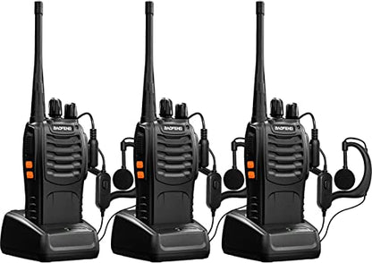Baofeng Walkie Talkies bf-888s Long Range Two-Way Radios for Adults Rechargeable Handheld Interphone Professional UHF Communicator 3Pcs(2boxes) Walky Talky Set with Earpiece,Li-ion Battery and Charger - color: Black-3Pcs