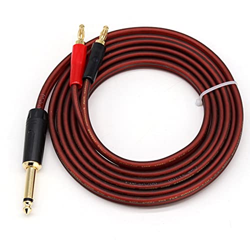 6.35mm TS to Banana Plug Audio Cable, Gold-Plated 1/4 TS Wire Cord to Dual 4mm Banana Plugs, OFC HiFi Speaker Wire for DJ Application, Guitars Mixer