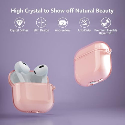 Aircawin Clear Case for Airpods 4, Full Protective Cover, Soft Transparent Shockproof TPU Case with Keychain - Pink - color: Clear Pink, size: Airpods 4