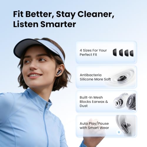HAYLOU Flowbuds N55 ANC Wireless Earbuds, Bluetooth 6.0, 6 HD Mics, 40H - color: Black