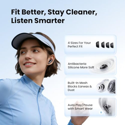 HAYLOU Flowbuds N55 ANC Wireless Earbuds, Bluetooth 6.0, 6 HD Mics, 40H - color: Black