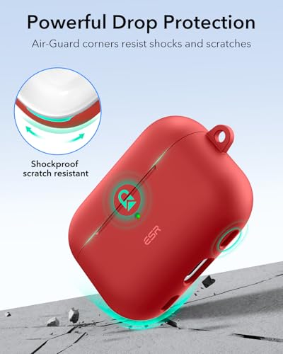 ESR for Airpods Pro 2 Case (HaloLock), Compatible with MagSafe, Red - color: Red