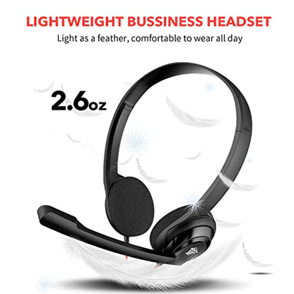NUBWO HW02 USB C/3.5mm Headset with Mic for Laptop, Phone,Headphones with Noise Cancelling Microphone for Computer, On-Ear Wired Office Call Center Headset for Boom SkypeWebinars, in-line Control | Headphones with Microphone for Computer, Laptop, Phone, O