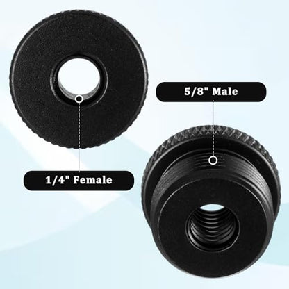 4 Pcs Mic Stand Adapter 1/4 to 5/8 mic Adapter Microphone Stand Adapters Thread Tripod Screw Adapters Knurled Thread for Microphone Stands Mount to Camera Tripod