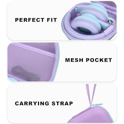 Kids Headphone Case for iClever/Candy Bila, Purple Mint(Case Only) | for Acer/iClever BTH12 HS19 BTH22 BTH20 BTH18 BTH26/JBL Junior 320/MIDOLA/JoySpark/EarFun/ADOOPE/IMYB/JLab Kids Headphone - color: Purple-Mint Green