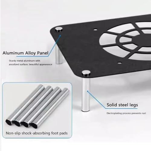 Small Media Stand Aluminum Alloy Audio Tower Black Audio Component Rack 2 Tier 3 Tier Rack Mini Desktop Rack Stereo Component Cabinet for Audio Equipment(Black,2-Tier) - size: 2-Tier