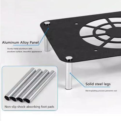 Small Media Stand Aluminum Alloy Audio Tower Black Audio Component Rack 2 Tier 3 Tier Rack Mini Desktop Rack Stereo Component Cabinet for Audio Equipment(Black,1-Tier) - size: 1-Tier