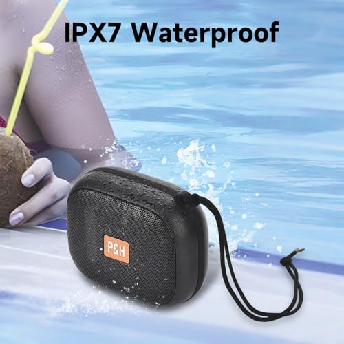 Portable Bluetooth Speaker, Small Speakers Bluetooth Wireless, IPX7 Waterproof Bluetooth Speaker Suitable for in Bathroom, Pools, Boating and Hiking Black