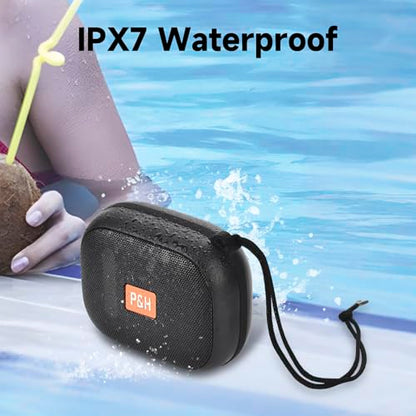 Portable Bluetooth Speaker, Small Speakers Bluetooth Wireless, IPX7 Waterproof Bluetooth Speaker Suitable for in Bathroom, Pools, Boating and Hiking Black
