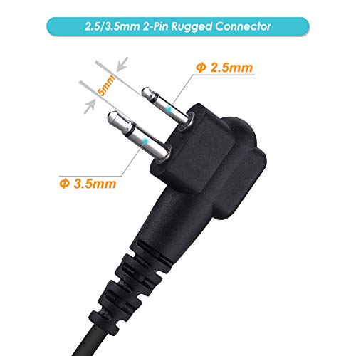 2-Pack Walkie Talkie Earpiece with Mic 2.5mm/3.5mm 2-Pin for Motorola Radio | Two Way Radio Headset with PTT