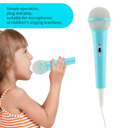 Wired Microphone, No Batteries Required, Plug & Play with 3.5mm Jack for Singing Machines, Portable Mic Gift for Girls/Boys Kids Singing Mechine(Color:Blue)