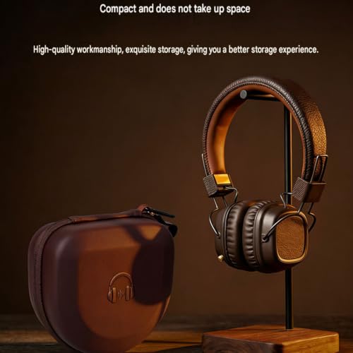 Hard Shell Travel Case for 3/4 / 5 Over Ear Headphones Soft Lining Storage - color: brown