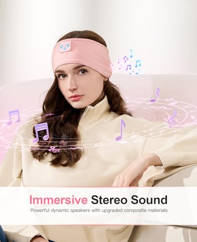 Perytong Sleep Headphones Wireless, Bluetooth Sports Headband Headphones with Ultra-Thin HD Stereo Speakers Perfect for Sleeping,Workout,Jogging,Yoga,Insomnia, Air Travel, Meditation (Bright Pink) - color: Bright Pink