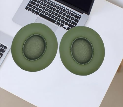 Headphone Replacement Ear Pad Cover Compatible with Beats by Dre Solo3 Solo2 Wired Wireless Headphones Protein Leather Memory Foam Headphone Cushion Ear Muffs-Military Green - color: military green