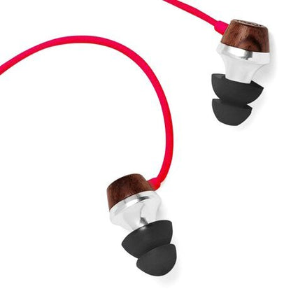 Symphonized ALN Premium Genuine Wood in-Ear Noise-isolating Headphones, Earbuds, Earphones with Mic (Red) - color: Red