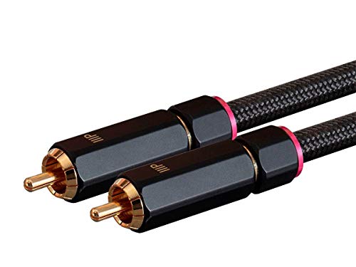 Monoprice Male RCA Two Channel Stereo Audio Cable - Gold Plated Connectors, Double Shielded, 15 Feet, Black - Onix Series - size: 15 Feet, style: 2x RCA to 2x RCA