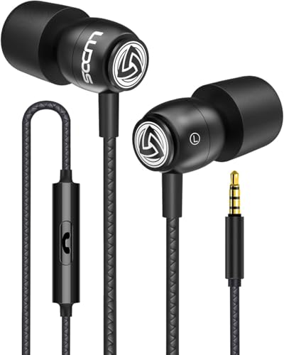Ludos Clamor Wired Earbuds in-Ear Headphones, 5 Years Warranty, Earphones with Microphone, Noise Isolating Ear Buds for School, Kids, Women, Small Ear - color: Black, style: 3.5 mm