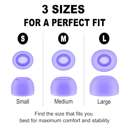 Replacement Ear Tips Compatible with JBL Endurance Race 2 | Soft Silicone Eartips with Portable Storage Box (3 Pairs, Purple, S/M/L)