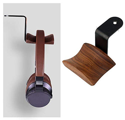 KiaoTime Headphone Hanger Holder - Walnut Wood Headset Stand, Universal Fit (Under-Desk Mount) - size: Under-Desk Mount