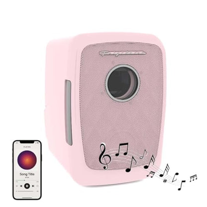Frigidaire Pink Mini Personal Fridge Cooler, 1 Gal Capacity fits Six Cans, Includes Plugs for Home Outlet & DC Charger, BUILT IN BLUETOOTH SPEAKER - color: Pink