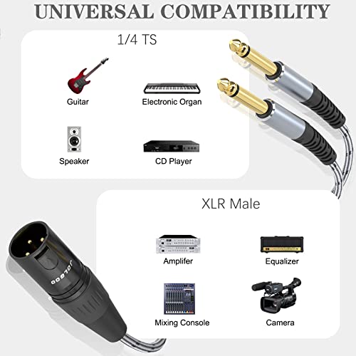 JOLGOO XLR Male to Dual 1/4" TS Mono Y Splitter Microphone Cable, XLR Male to Dual 6.35mm TS Y Adapter Cord, 3.3 Feet - size: 3.3 Feet, style: XLR Male to dual 1/4 TS Male