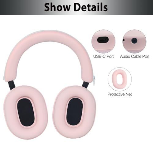 Adhiper XM5 Sweat Covers Accessories for Sony WH-1000XM5 - Custom Pink | Soft Silicone Case, 3-in-1 Headphone Covers with Ear Cover & Headband Cover & Shell Protector, Sweatproof & Washable - color: Pink