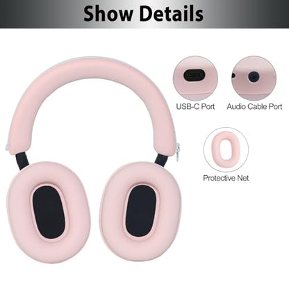 Adhiper XM5 Sweat Covers Accessories for Sony WH-1000XM5 - Custom Pink | Soft Silicone Case, 3-in-1 Headphone Covers with Ear Cover & Headband Cover & Shell Protector, Sweatproof & Washable - color: Pink