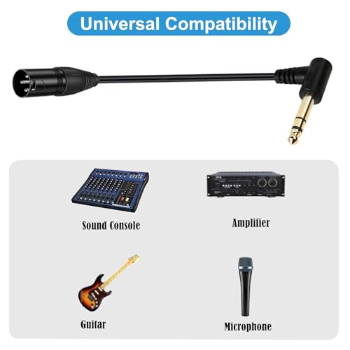 XLR to 1/4 Cable, 90 Degree 6.35mm (1/4 Inch) TRS Stereo Plug to XLR Male Balanced Microphone Stereo Audio Converter Adapter 50cm/1.6Feet - color: 6.35mm TRS to XLR male