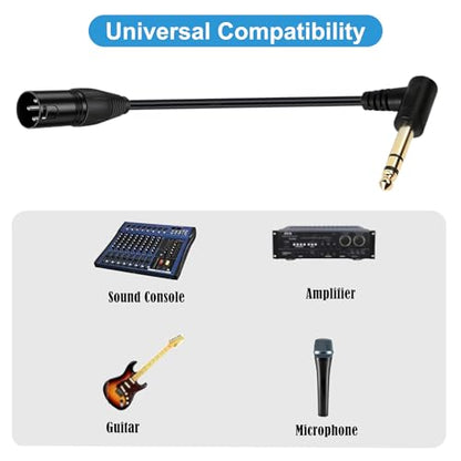XLR to 1/4 Cable, 90 Degree 6.35mm (1/4 Inch) TRS Stereo Plug to XLR Male Balanced Microphone Stereo Audio Converter Adapter 50cm/1.6Feet - color: 6.35mm TRS to XLR male