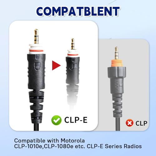 Over The Ear Ptt Mic Earpiece C Swivel Headset for Motorola Walkie Talkie clp-e 1010e 1040e 1060e 1080e Business 2-Way Radios(Black,Wired)