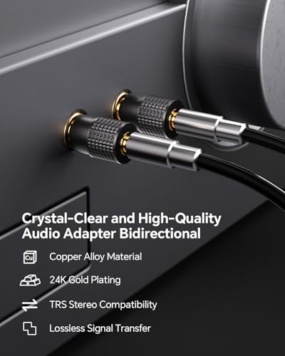 VCELINK Gold-Plated 6.35mm to 3.5mm Audio Adapter, Professional Audio Gear | 2 Pack For Headphones, Guitar, Mixer, Amp, Keyboard