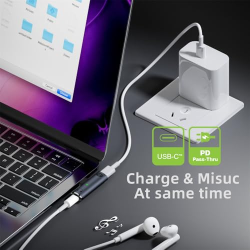 xiwai Type-C USB-C to 3.5mm Audio DAC AUX Music 16bit 48kHz & 100W PD Power Adapter for Phone Laptop Tablet 2 in 1 USB C Audio Charger Converter - style: USB-C to PD100W+DAC 3.5MM 48khz