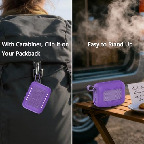 Silicone Cover and Hard Carrying Case for JBL Go 5 Bluetooth Speaker | Protective Cases for Go 5 Speaker Accessories, Scratch-Resistant and Drop-Proof Cover (Purple) - color: Purple
