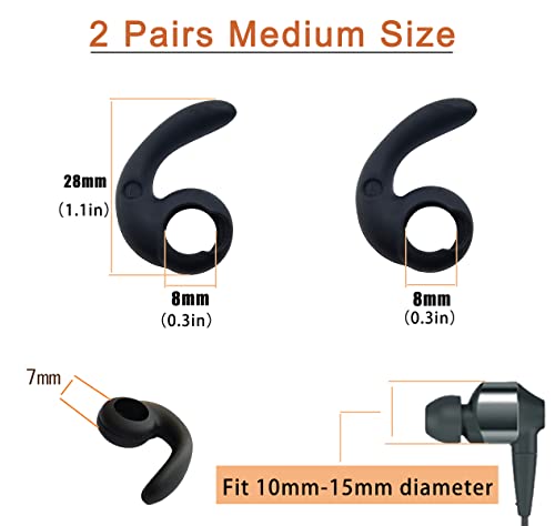 Universal Earhooks Ear Fins, Replacement Earbuds Tips, Silicone Tips - size: Ear Tips-M Earhook