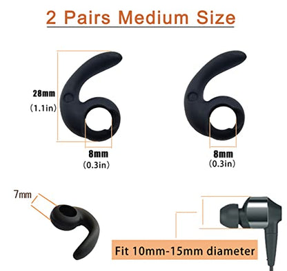 Universal Earhooks Ear Fins, Replacement Earbuds Tips, Silicone Tips - size: Ear Tips-M Earhook