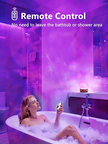 Spa-Like Shower Lamp, Bluetooth Speaker Waterproof Lamp, Rechargeable Lumena Lamp with Remote & Touch Control, 16 Colors Ocean Wave Projector Light with White Noise for Shower, Bathroom, Bathtub - color: Wood Grain