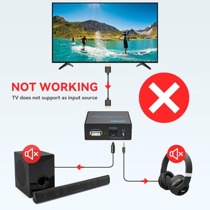 VPFET HDMI Audio Extractor 4K HDMI to Optical 3.5mm AUX Audio Adapter Splitter Converter Support HDCP Digital DTS 5.1 PCM - size: HDMI to Optical 3.5mm AUX