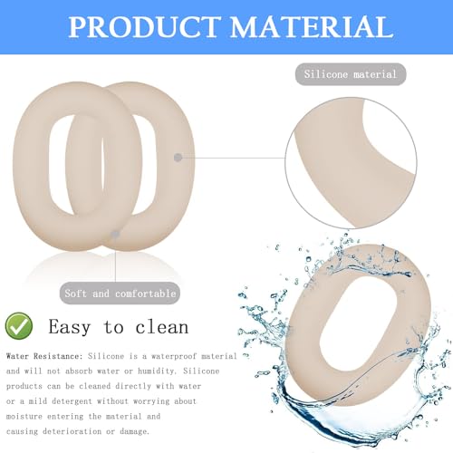 Adhiper XM5 Sweat Covers Accessories for Sony WH-1000XM5 - Beige | Soft Silicone Case, 3-in-1 Headphone Covers with Ear Cover & Headband Cover & Shell Protector, Sweatproof & Washable - color: Off White